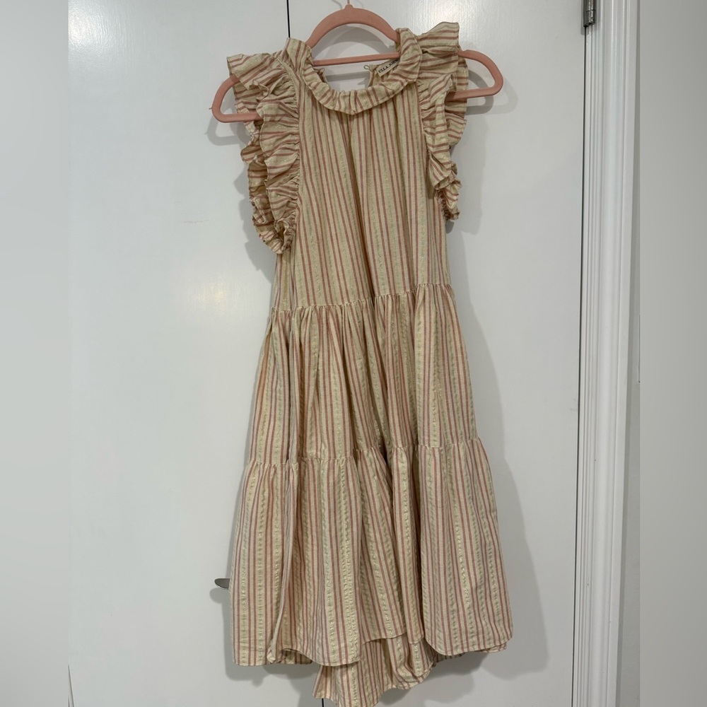 Ulla Johnson Red and Cream Lurex Cotton Dress